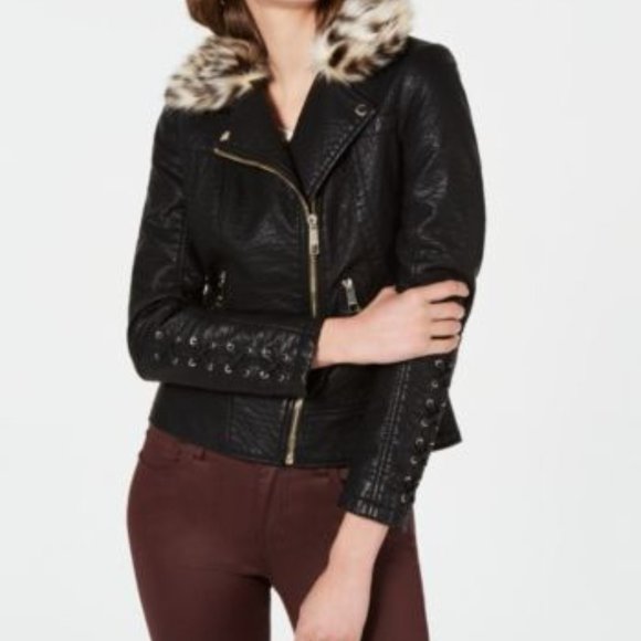 guess faux leather moto jacket